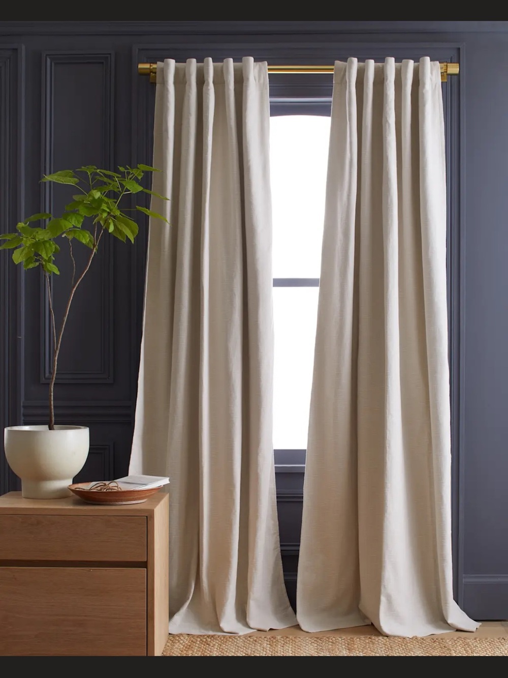 Quince Cotton Slub Room Darkening Curtain Panel- Cream